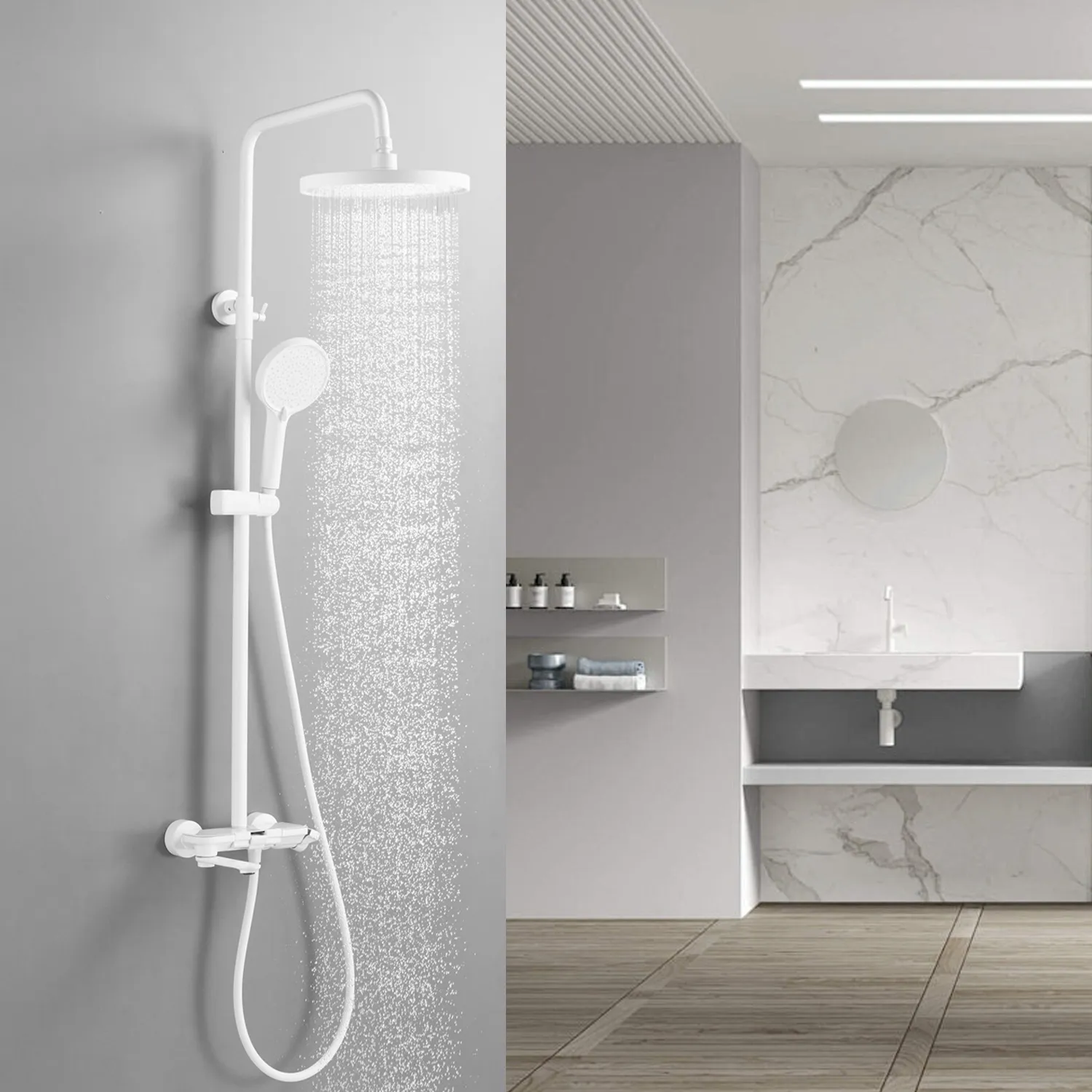 Душевая система Shevanik S4726C, белый