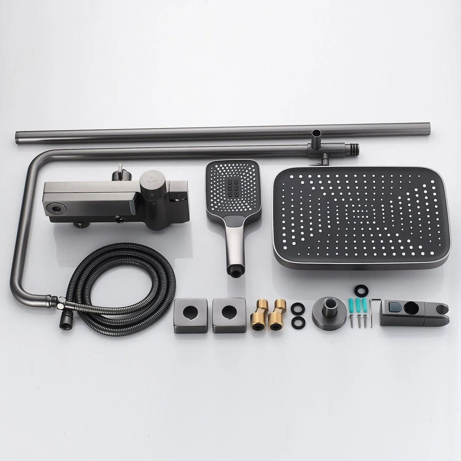 Душевая система с термостатом Rose R1896T, пепельный