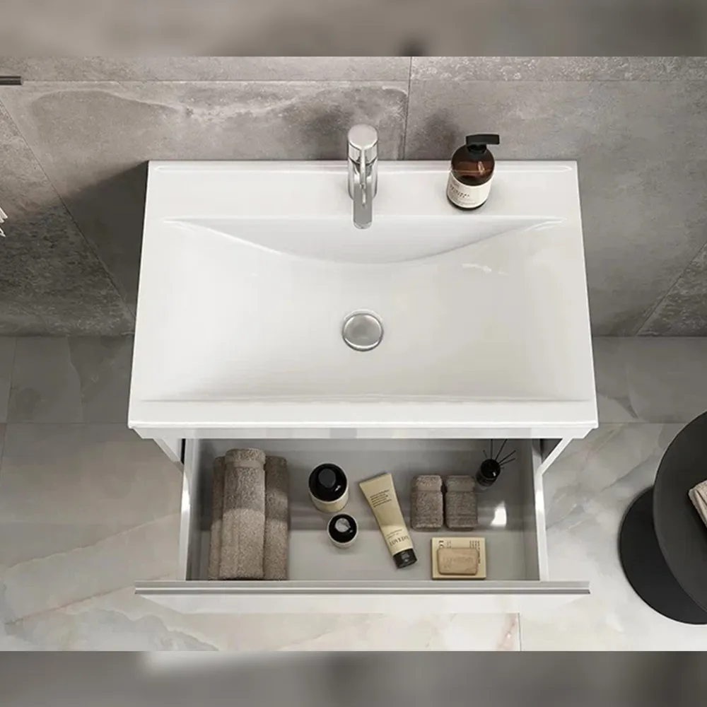 Тумба с раковиной подвесная Velvex Pulsus tp.PUL.PUL.70.1Y белый глянец, 70 см