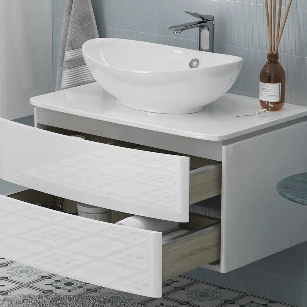 Тумба с раковиной подвесная Velvex Luna tp.LUN.80.2Y, 80 см