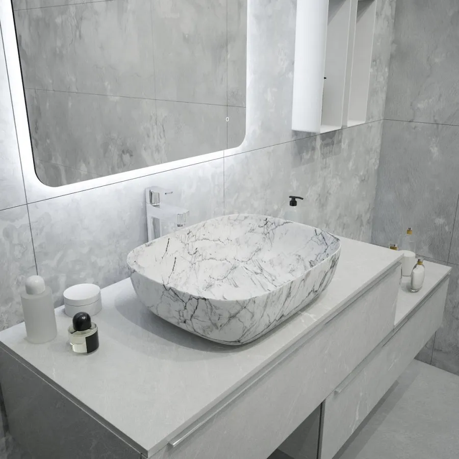 Раковина чаша Maretti FL13NS25-740MR, белый мрамор