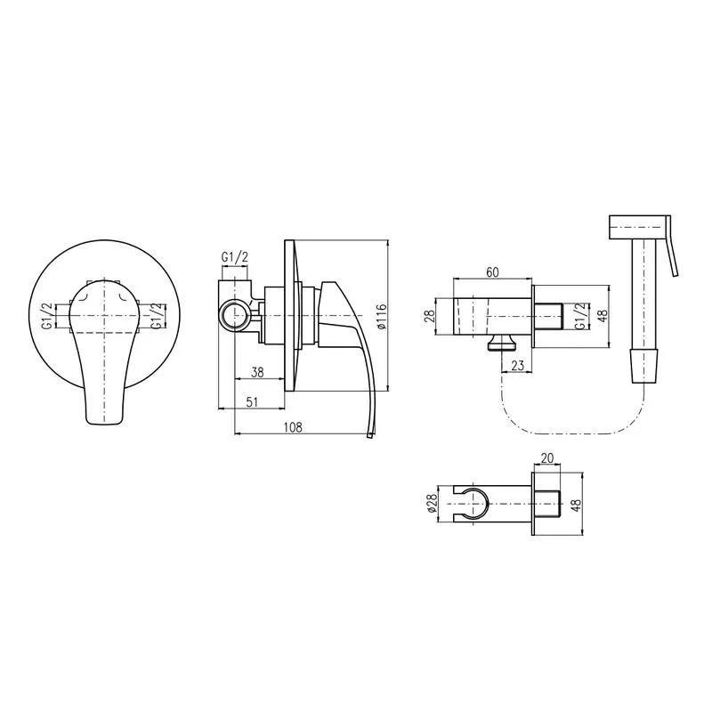 Гигиенический душ со смесителем Rav Slezak Mississippi MS042, хром