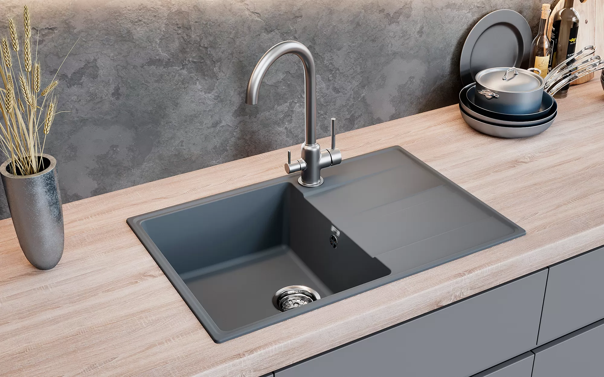 Мойка ULGRAN Quartz бетон (Prima 750-05)