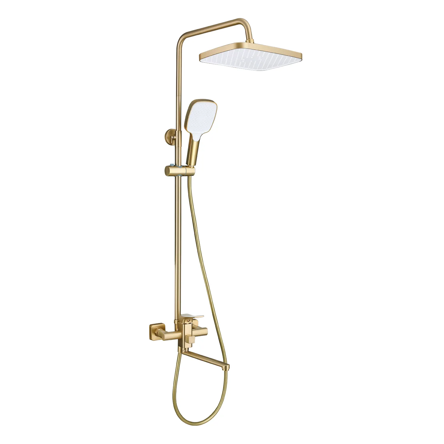 Душевая система Prohanss для ванны и душа с тропическим душем поворотный излив 25 см, золотой сатин (P62.24.03)