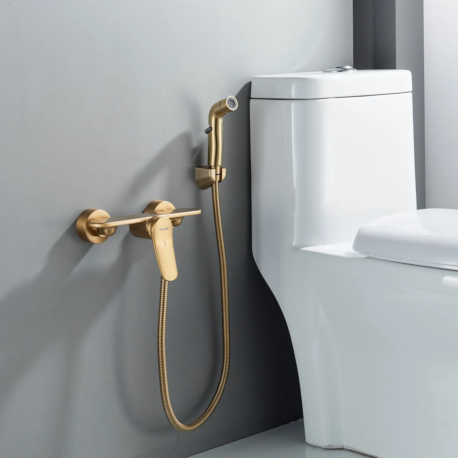 Гигиенический душ со смесителем Shevanik S4705G-1, золотой сатин