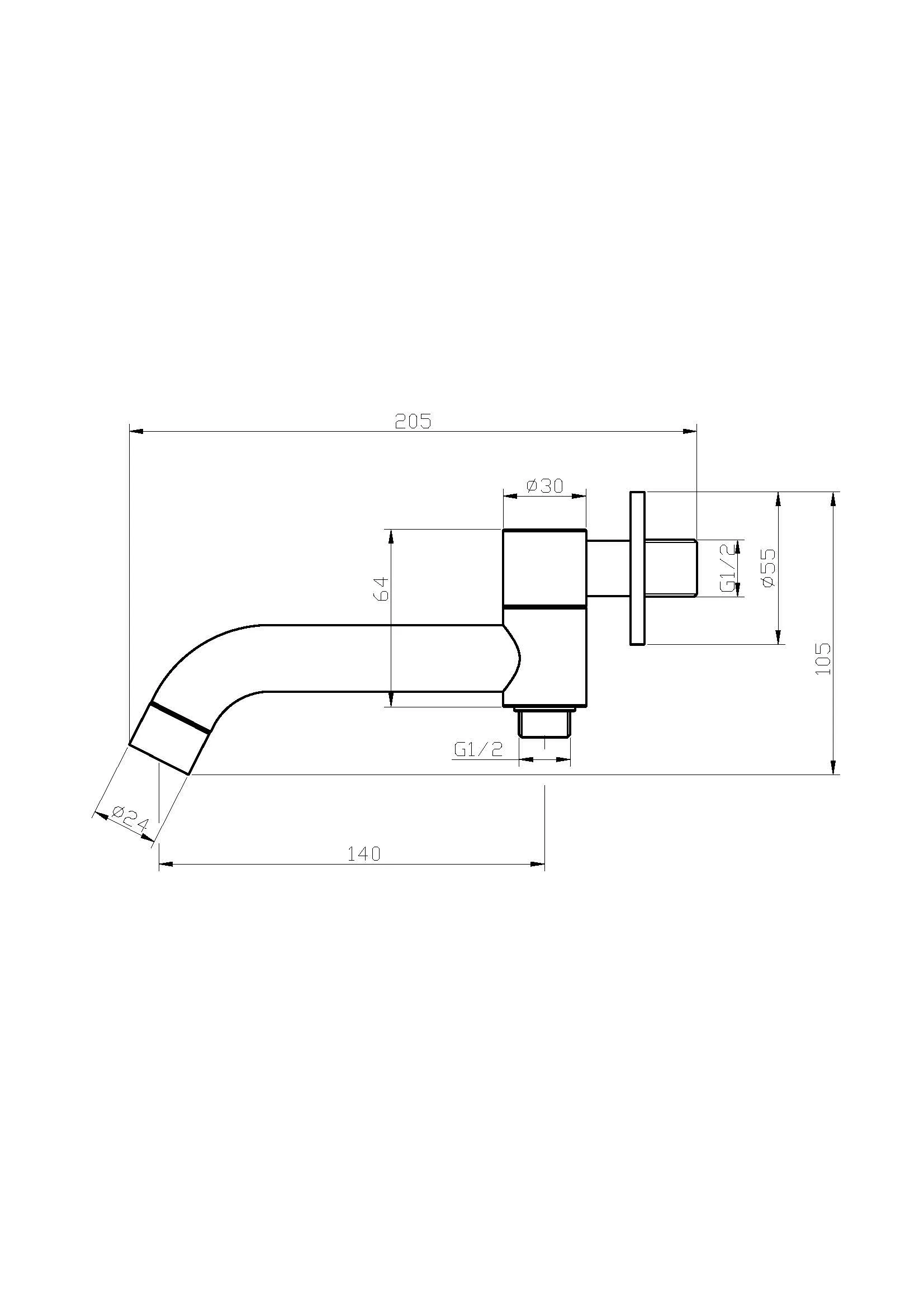 Излив для ванны BelBagno Ancona, хром (ANCONA-BCA-CRM)