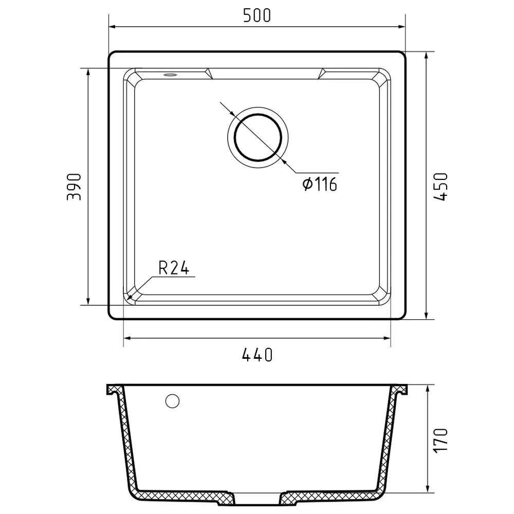 Кухонная мойка GranFest URBAN 4550, белый