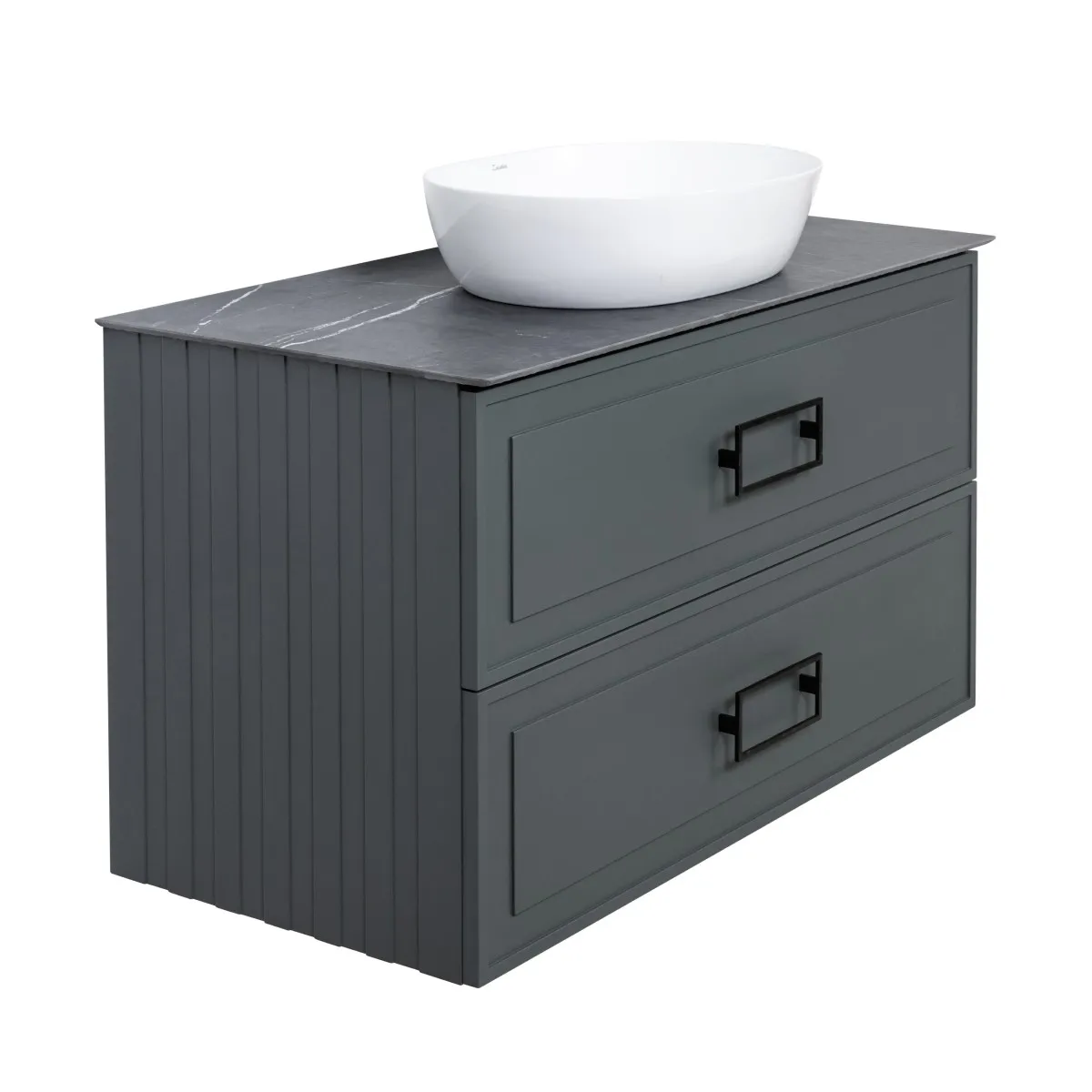 Тумба под раковину подвесная La Fenice Cubo TWIN FNC-01-CUB-G-90-2, серо-зеленая