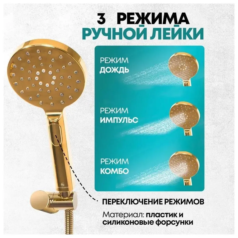 Душевая система встраиваемая Grocenberg GB5001GO, золото