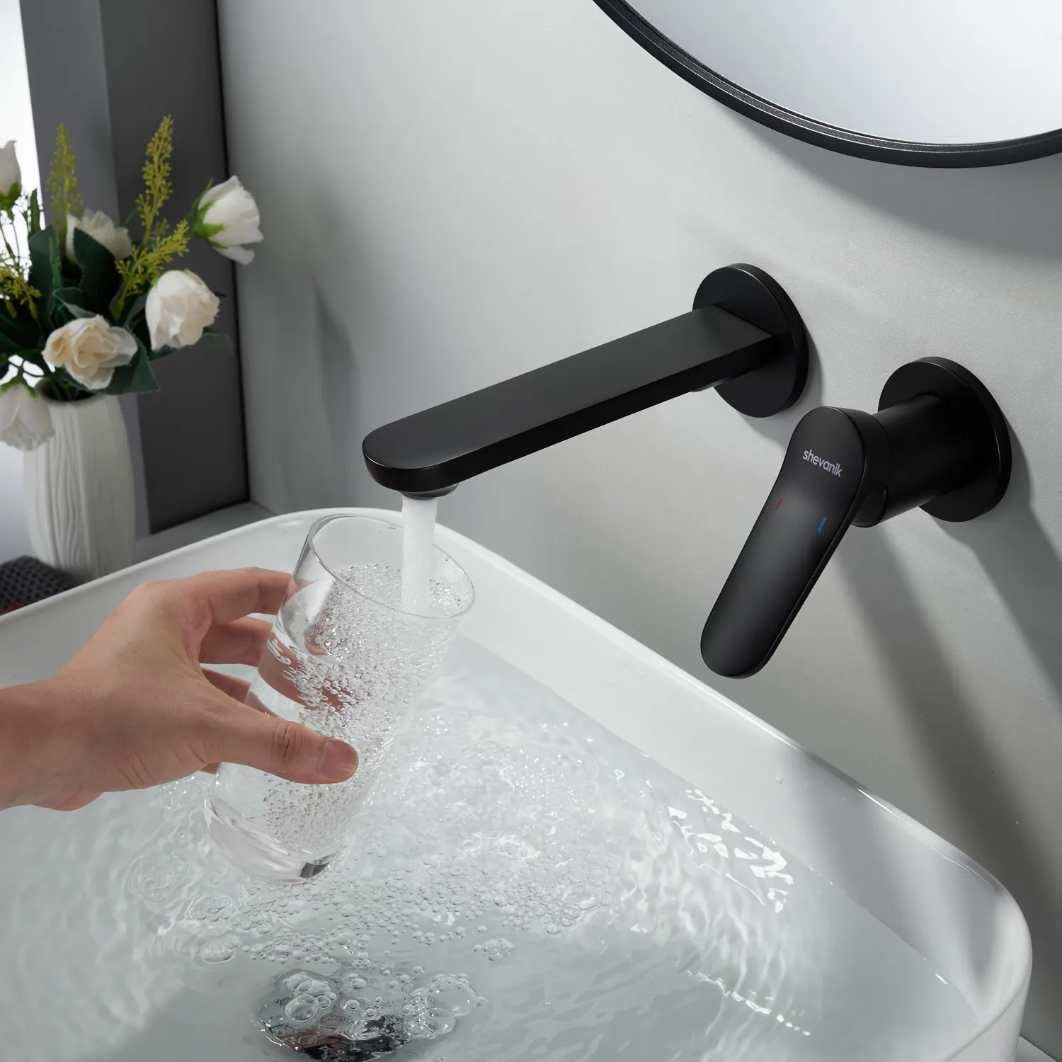 Смеситель для раковины встраиваемый Shevanik S4341H, черный