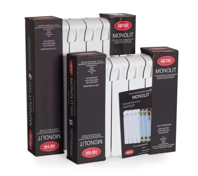 Биметаллический радиатор Rifar Monolit 500, 7 секций, белый, боковое подключение