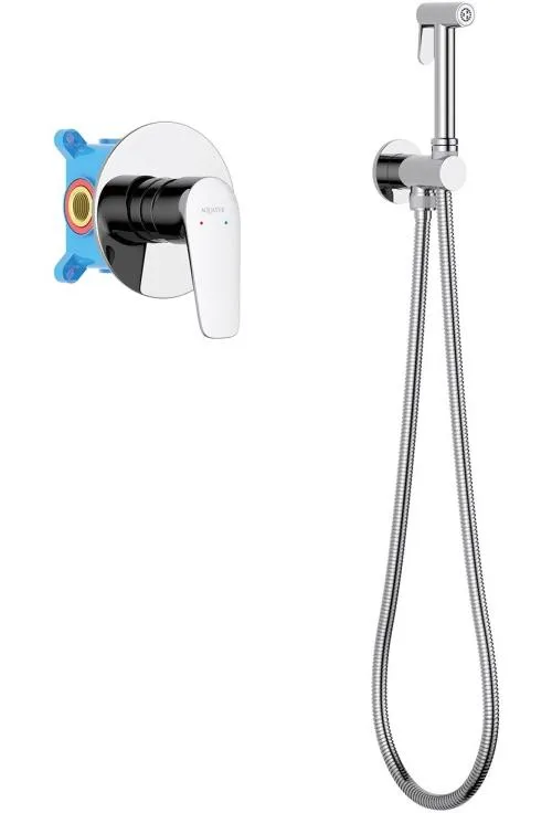 Набор с гигиеническим душем (смеситель + гигиеническая лейка + шланг + шланговое подсоединение с держателем) AQUATEK БЕТТА, хром, AQ1119CR