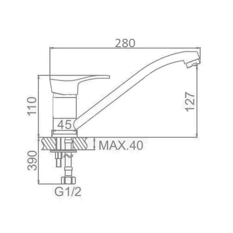 Смеситель для кухни D-Lin D154305, хром