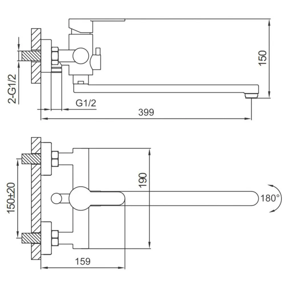 Смеситель для ванны FRAP F22801-2, хром