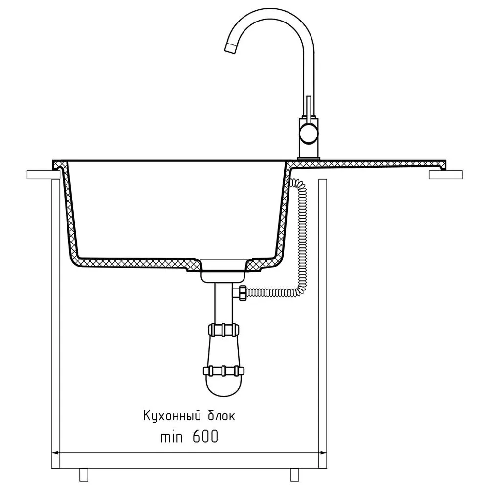 Кухонная мойка GranFest URBAN 678L, белый