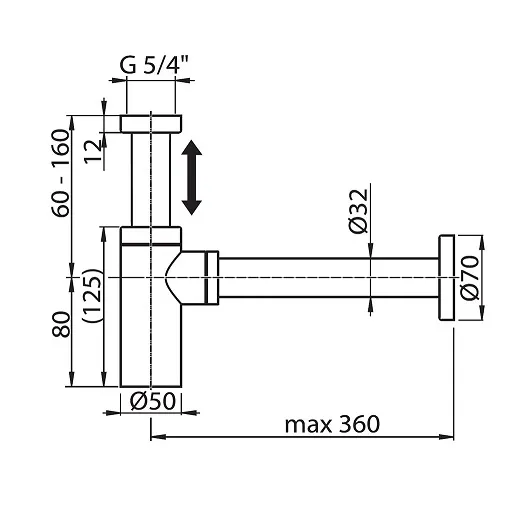 Сифон для раковины Ravak X01747 Черный матовый