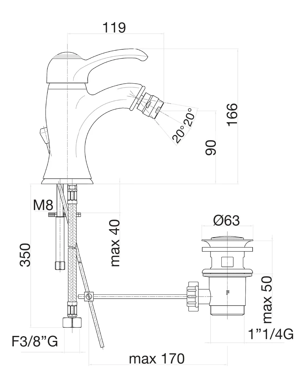 Смеситель для биде Fiore JAFAR 47CR5321, хром