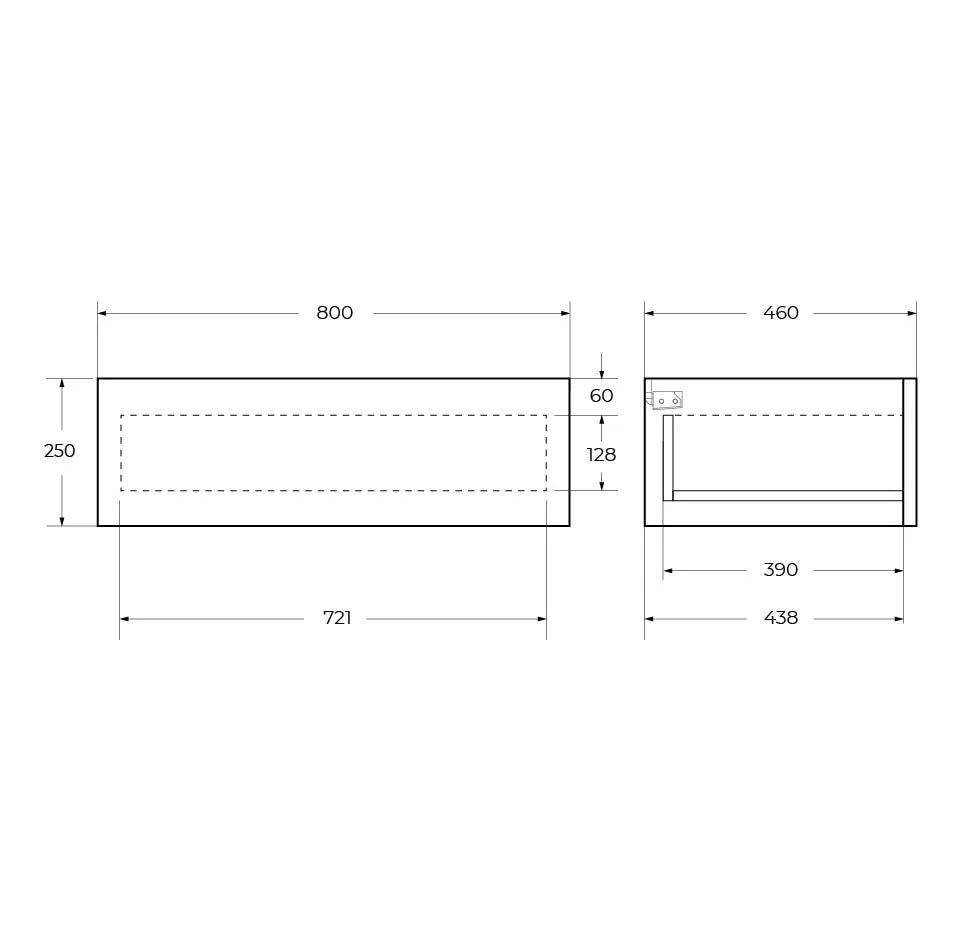 База с одним ящиком Cezares Cadro 800х460х250, Bianco Ghiaccio (CADRO-80-1C-SO-BG-BLUM)