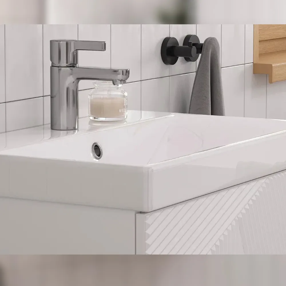 Тумба с раковиной подвесная Velvex Edge tp.EDG.9696.60.1Y белый глянец, 60 см