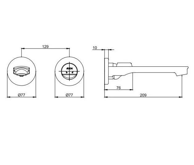 Смеситель для раковины E.C.A. Myra 102167603HEX-YY (внешняя часть)