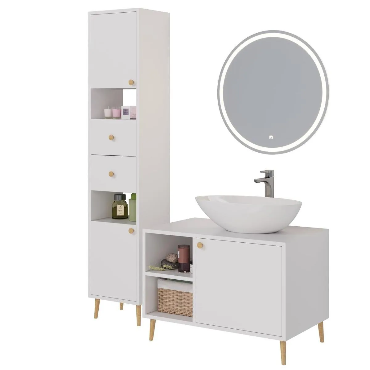 Тумба под раковину напольная Dreja Luno 80 см, белый