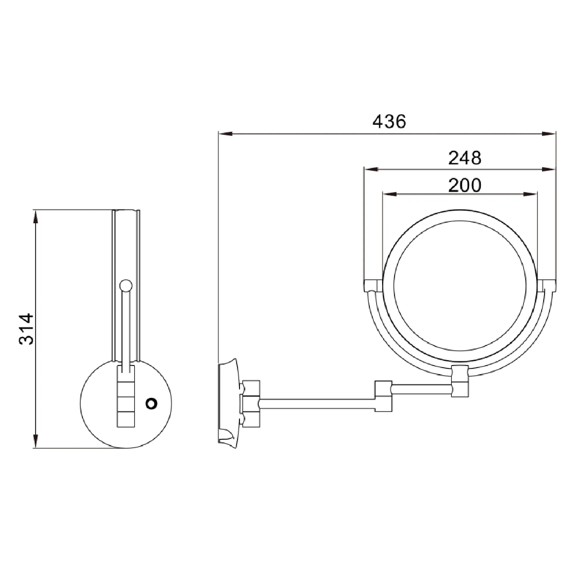 Зеркало настенное с увеличением 5х JAVA S-M222H