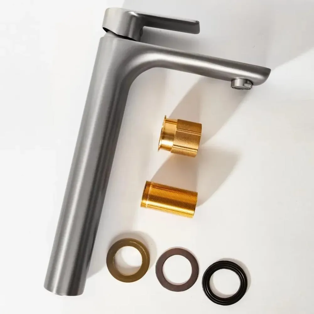 Смеситель для раковины высокий Hansberge H2099NK, никель