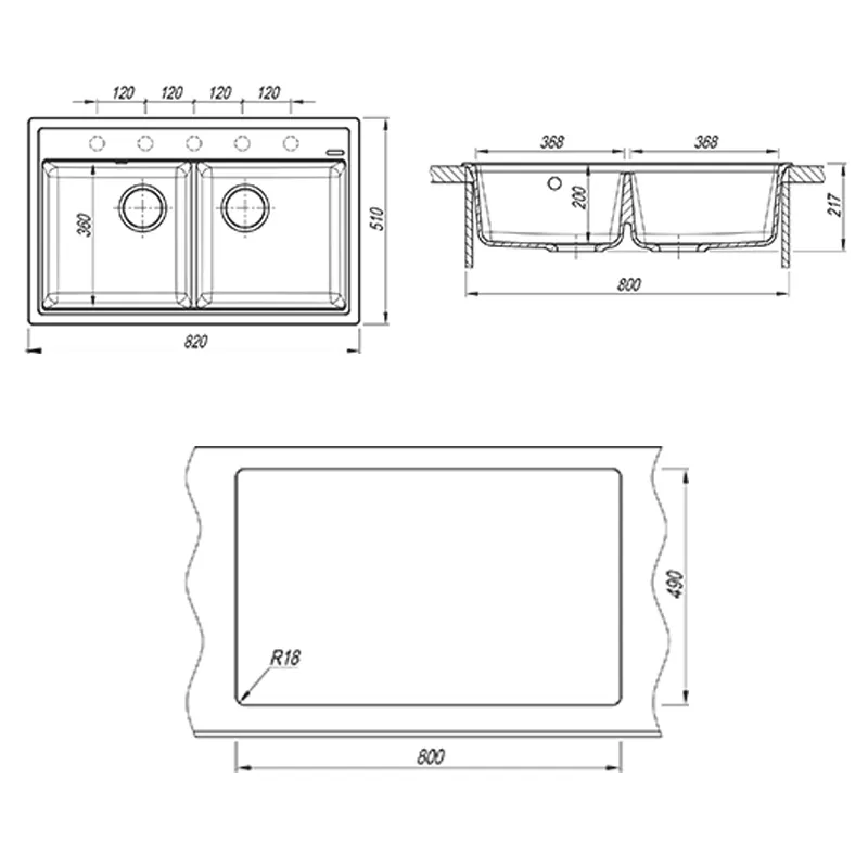 Кухонная мойка Florentina ЛИПСИ 20.370.E0820.202, шампань