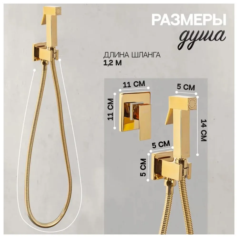 Гигиенический душ со смесителем встраиваемый Hansberge H3070GO, золото