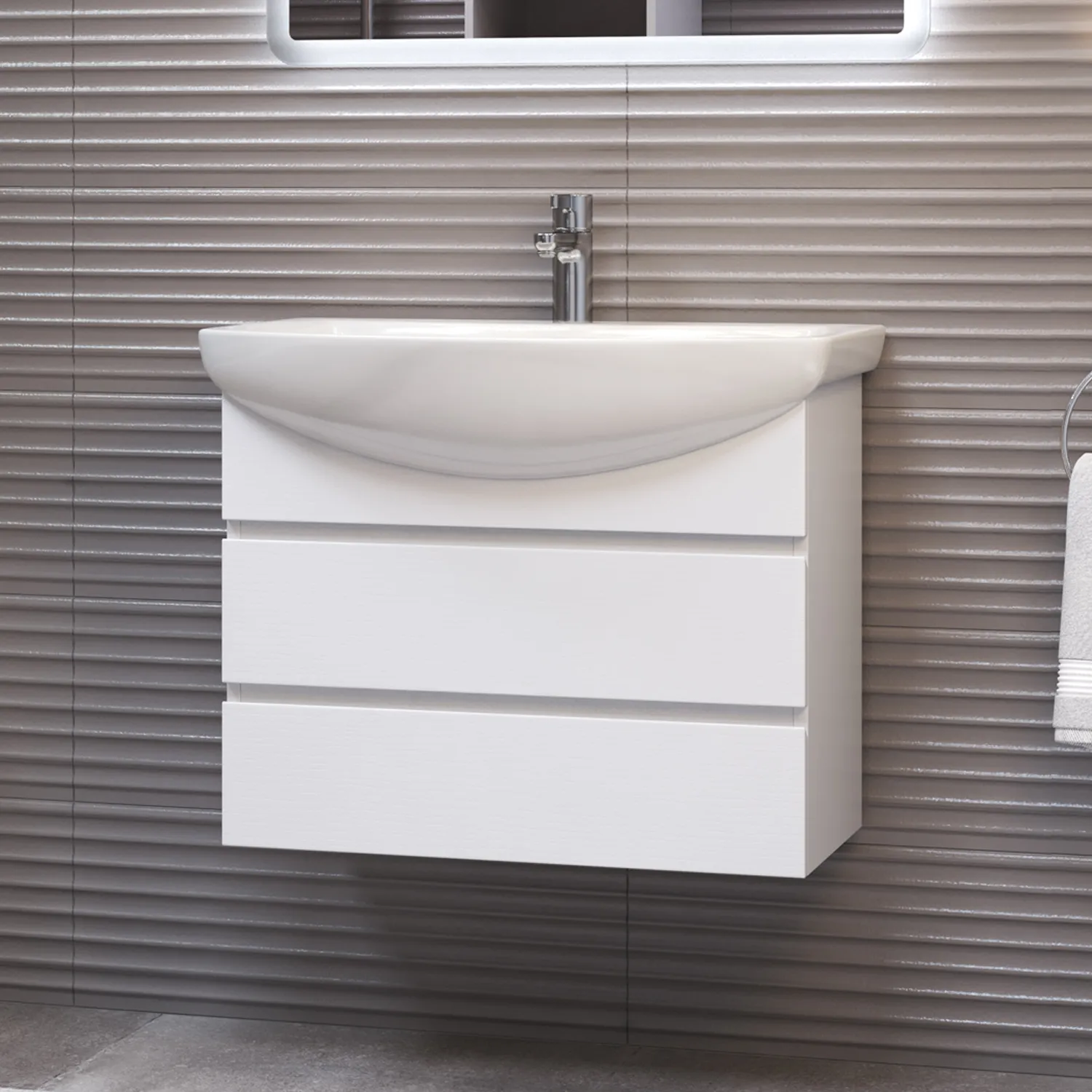 Тумба с раковиной подвесная VIGO Wing tp.WIN.BAL.70.2Y белый, 70 см