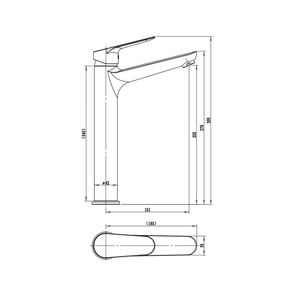 Смеситель для раковины высокий ESKO Kazan KZ25, хром