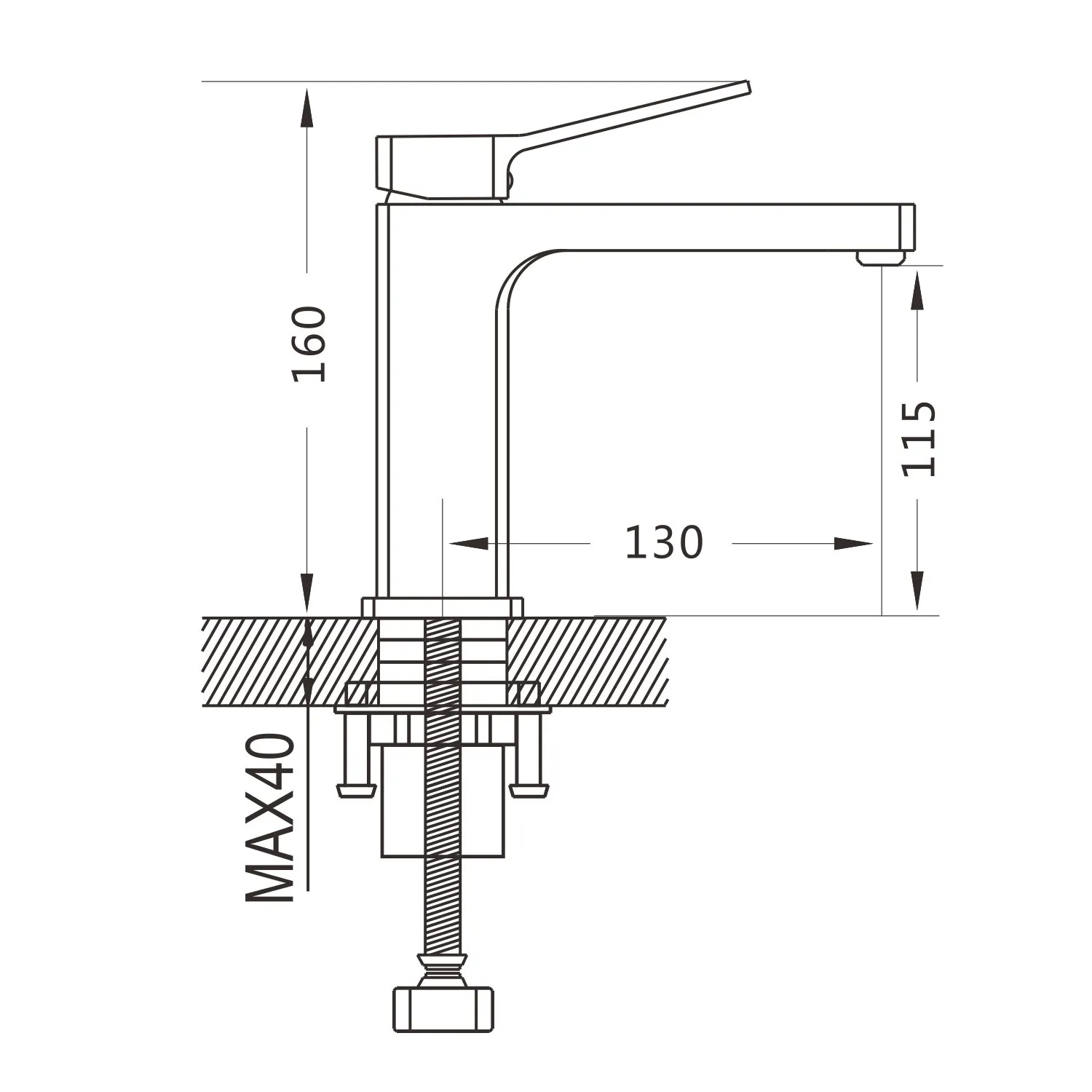 Смеситель для раковины Raffine F0199T, оружейная сталь