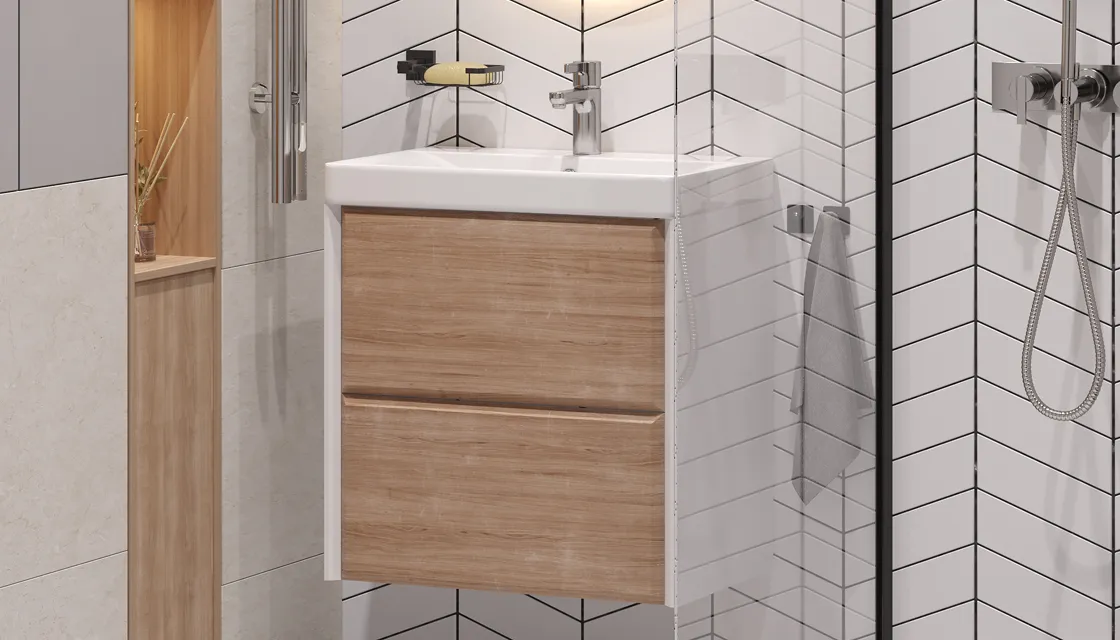 Тумба подвесная Velvex Gesso 60.2Y, белый/дуб сонома (tp.GES.9696.60.2Y белый матовый/дуб сонома)