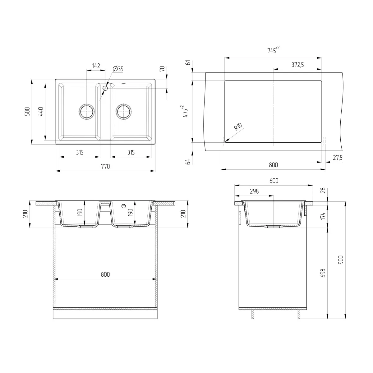 Кухонная мойка Ulgran U-608-307, терракот