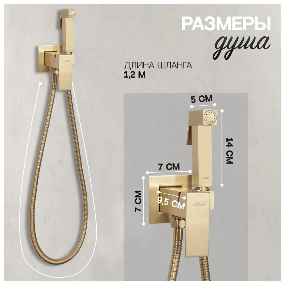 Гигиенический душ со смесителем встраиваемый Hansberge H3077MG, матовое золото