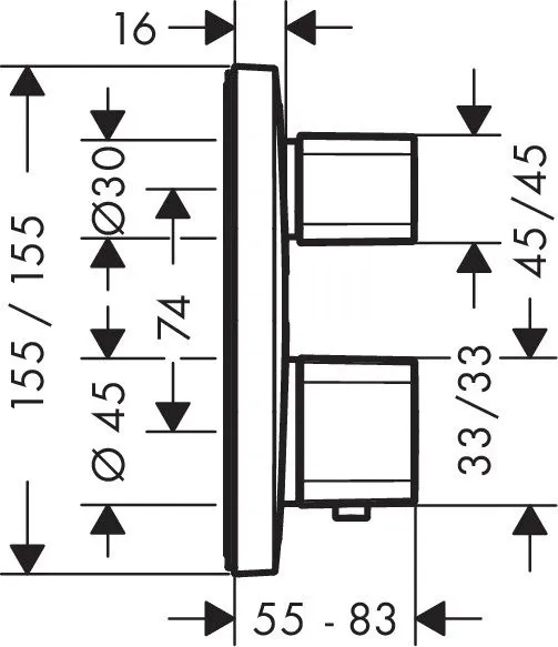 15707000S Set HG Ecostat E термостатический смеситель для душа (15707000+01800180)