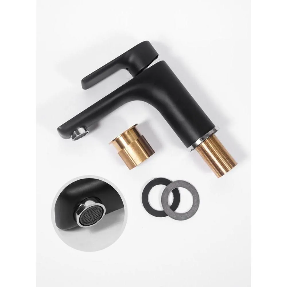 Смеситель для раковины Hansberge H1099BC, черный/хром