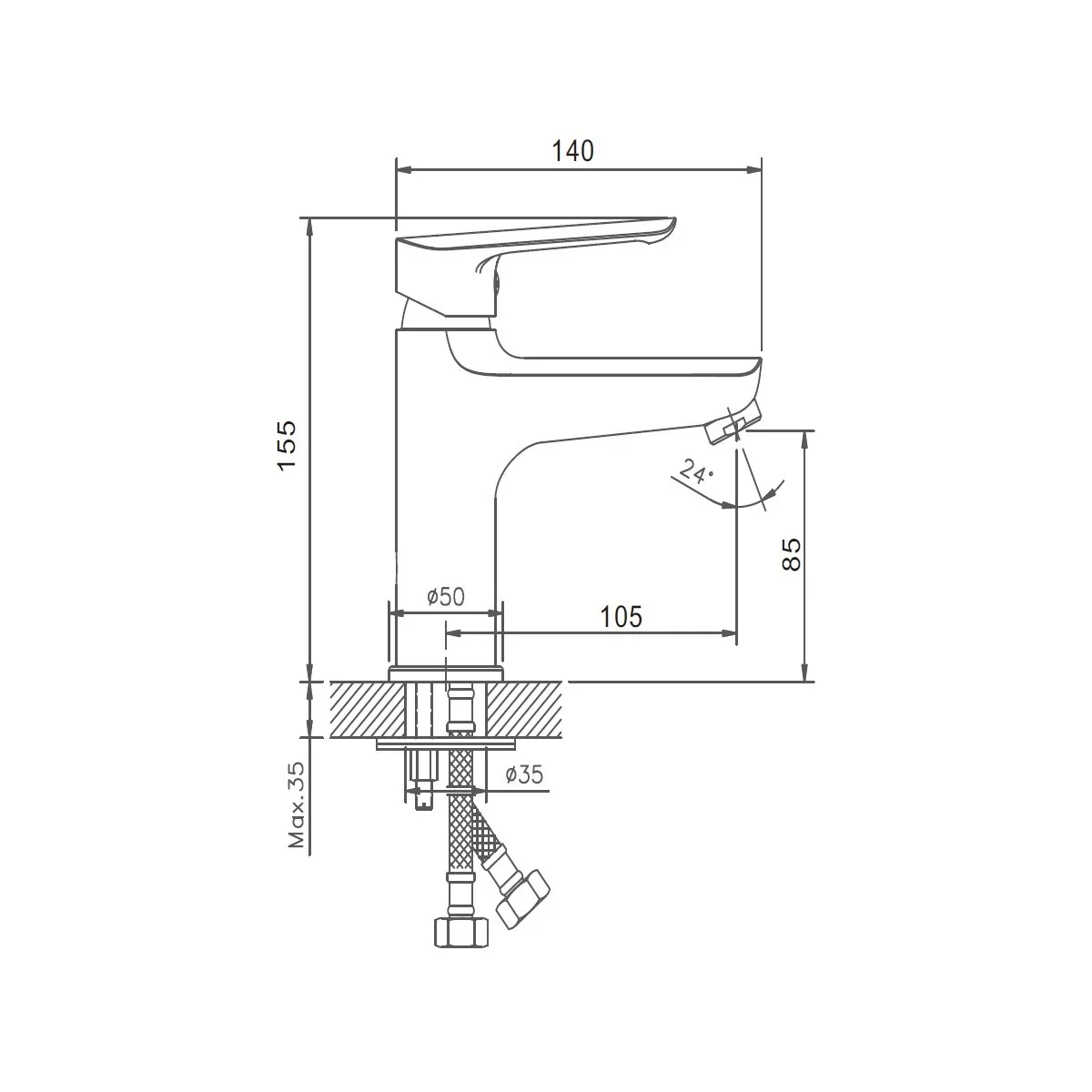 Смеситель для раковины D-Lin D110370, хром