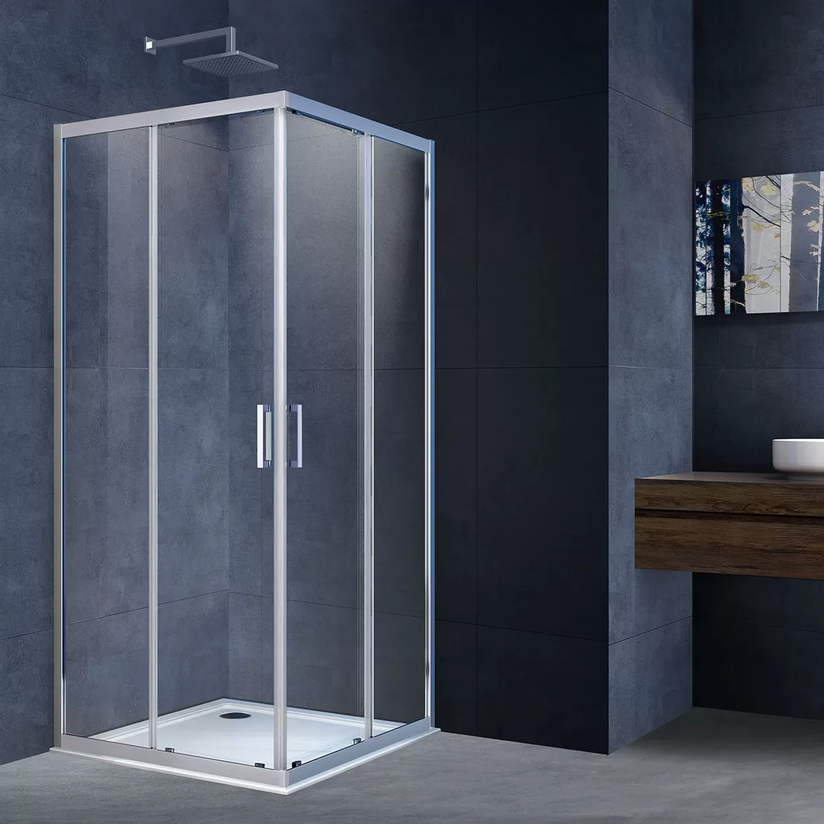 Душевой уголок Vincea Alpha (VSS-3AL800CL) 800х800 мм, хром, стекло прозрачное
