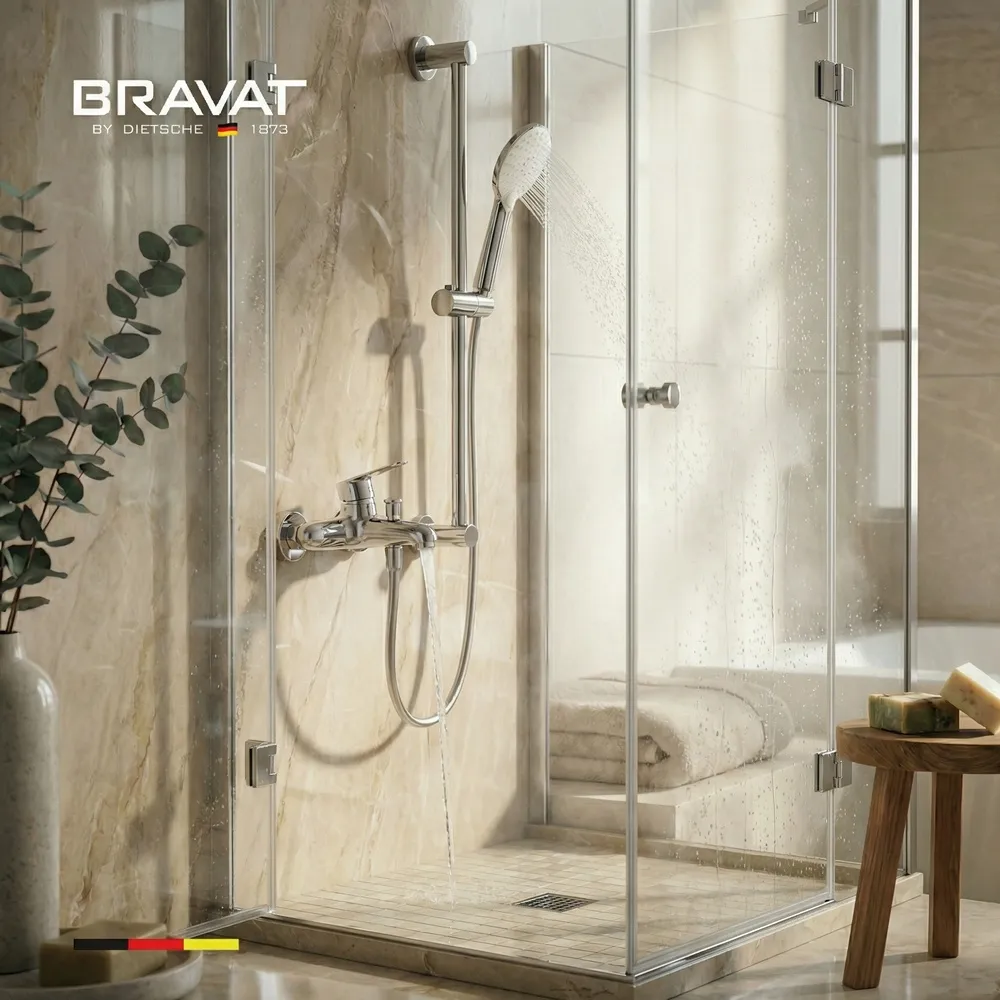 Настенный смеситель для ванны и душа BRAVAT (F6810941CP-B-SW)