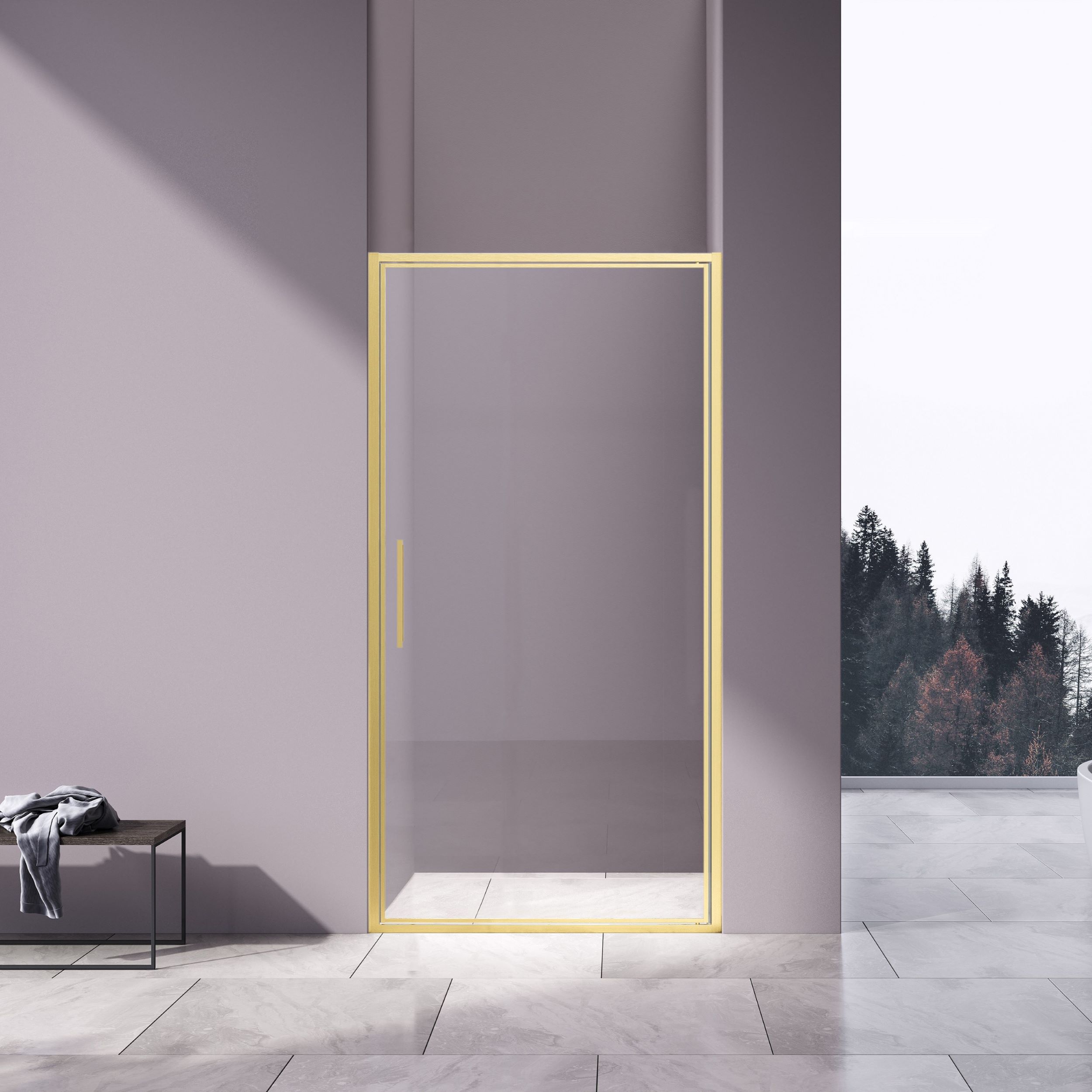 Душевая дверь Vincea Slim 8mm (VDP-4SL100CLG) 1000х1950 мм, брашированное золото, стекло прозрачное