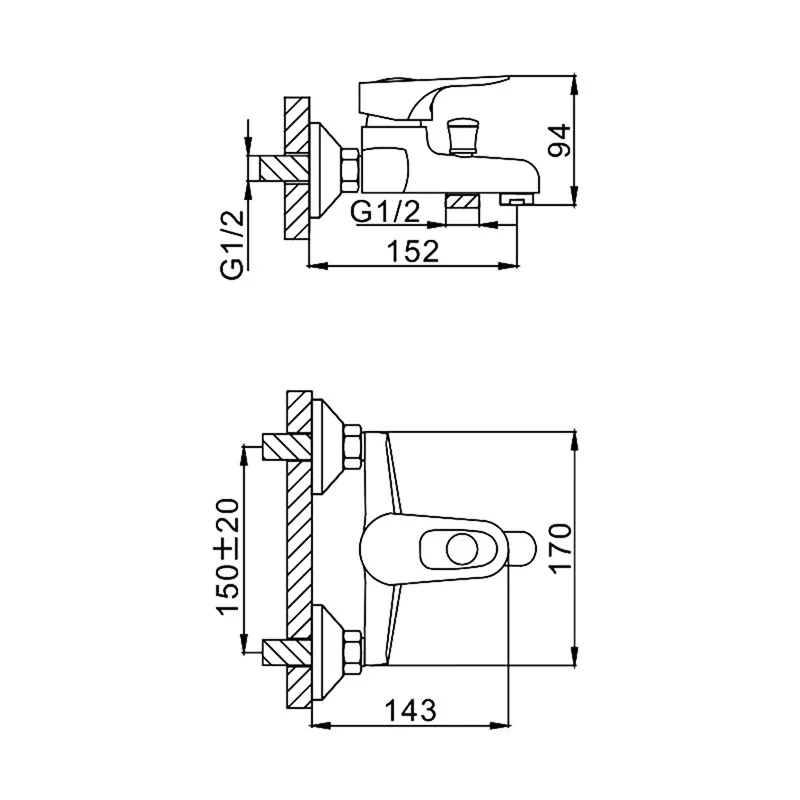 Смеситель для ванны FRAP F3028-B, хром