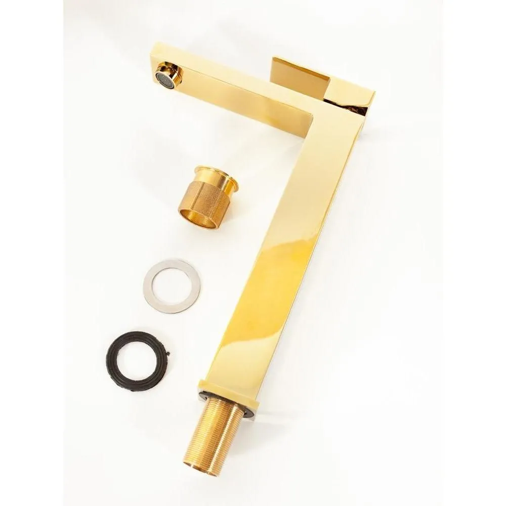 Смеситель для раковины высокий Hansberge H2070GO, золото