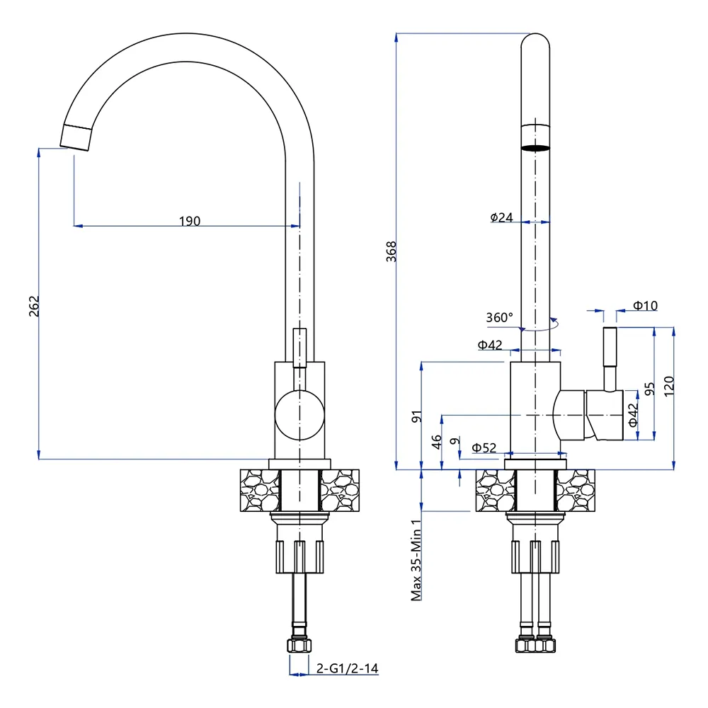Смеситель для кухни GranFest Z-5410, серый
