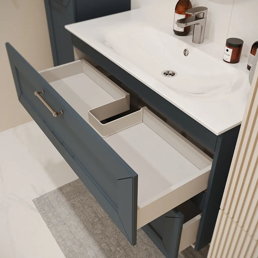 Тумба с раковиной подвесная (100см) Terminus Victoria VIC101002703101O, серый шёлк