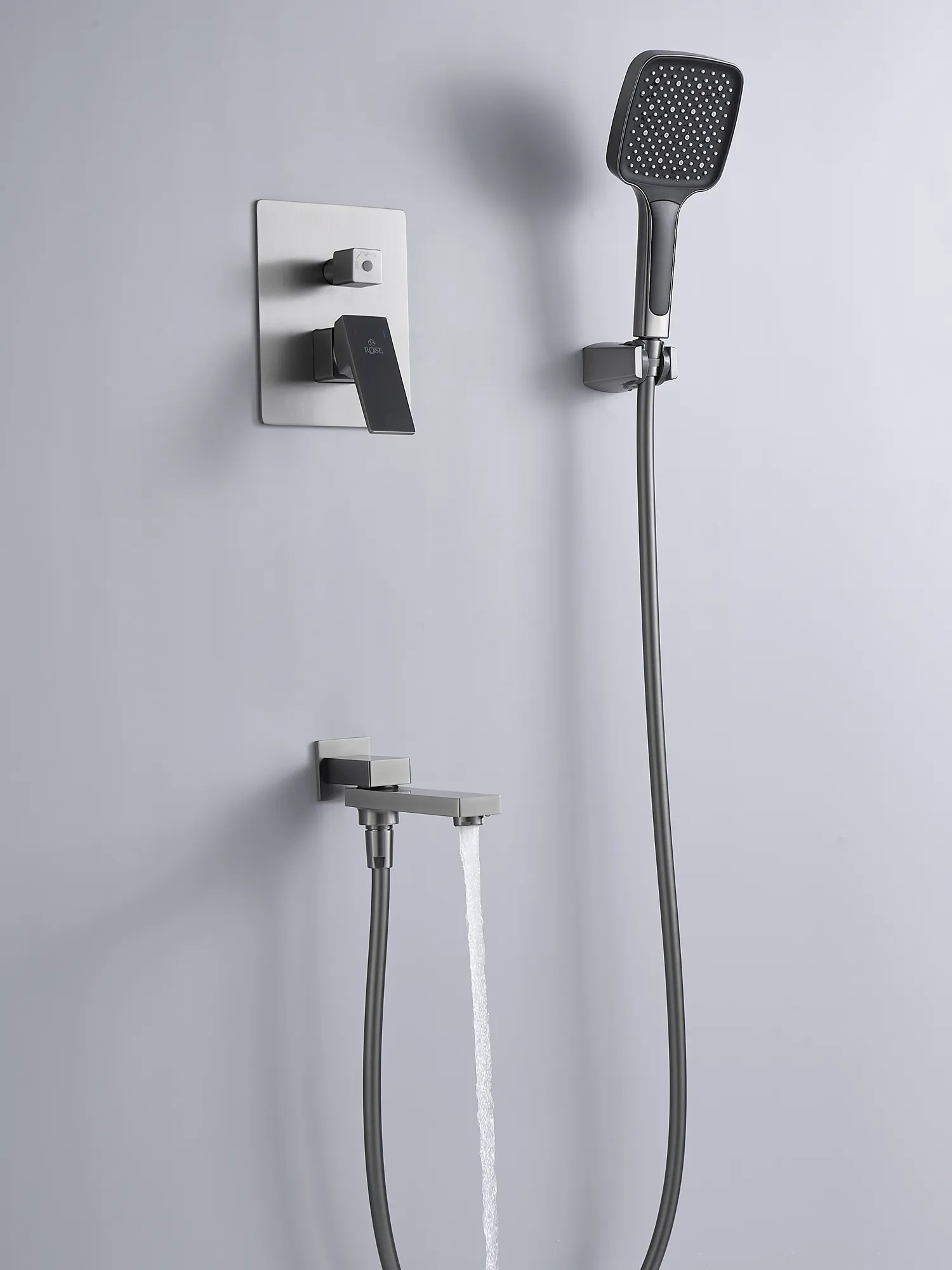 Душевая система встраиваемая Rose R2835T, оружейная сталь