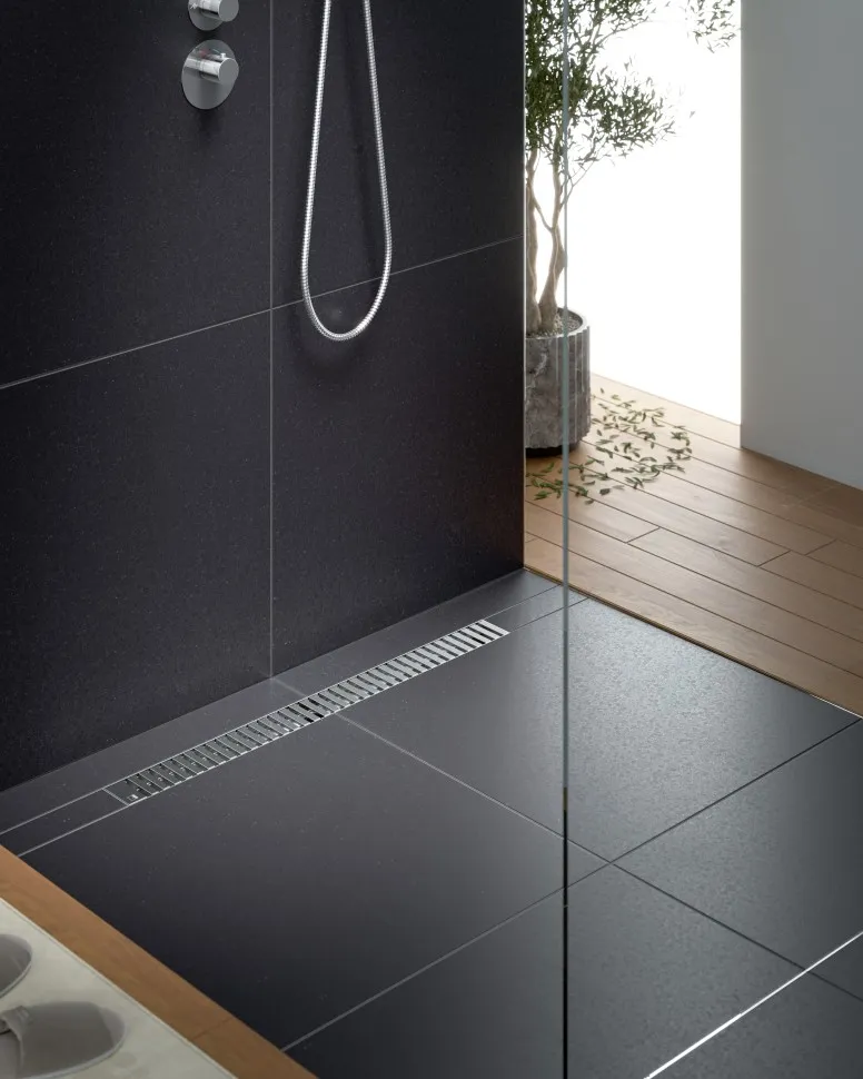 Душевой лоток TIMO Drain System 800 с вставкой "lines", Сатин (DS230108/01)