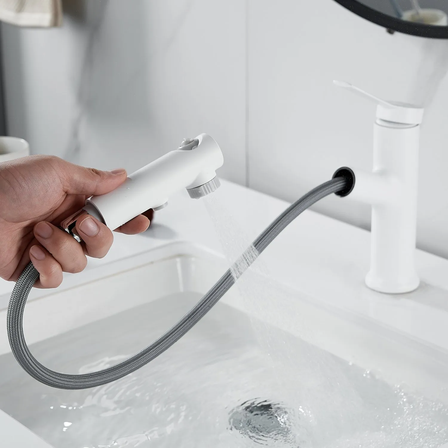 Смеситель для раковины многофункциональный Raffine F281C, белый