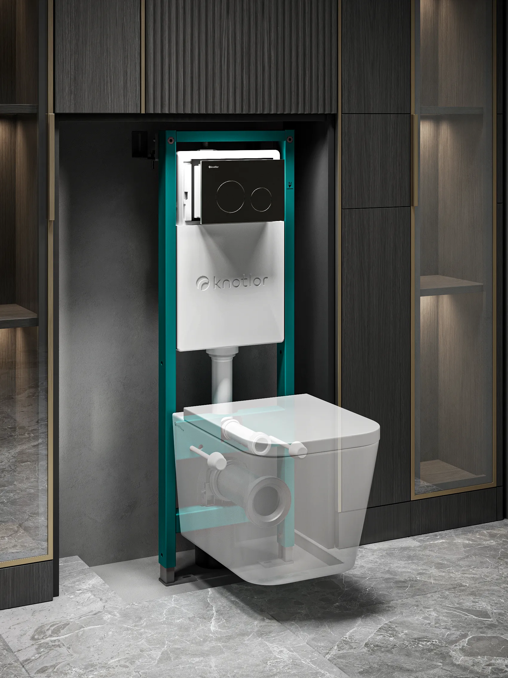 Инсталляция для подвесного унитаза Knotlor ISWC402FG (серия 1), бирюзовый