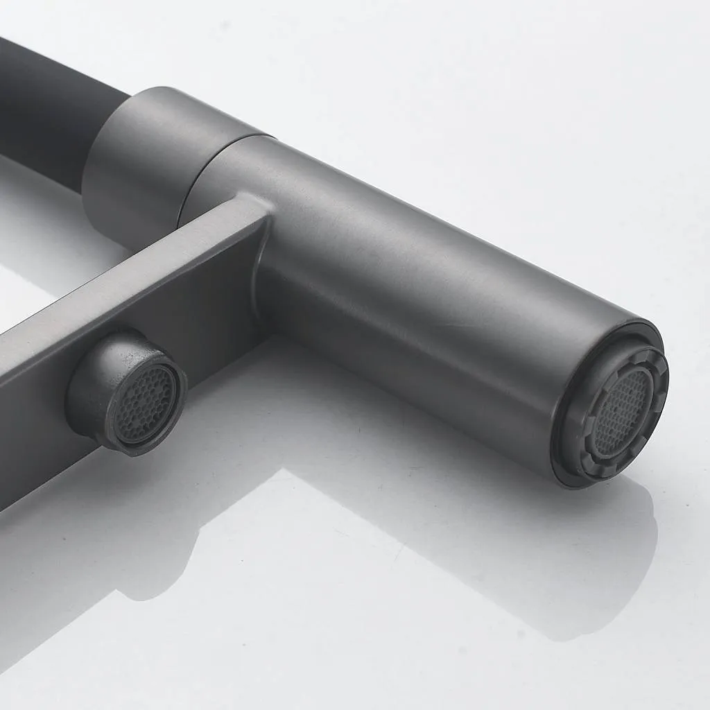 Смеситель для кухни с гибким изливом и подключением фильтра Maretti Calabria CA31RGF11, оружейная сталь